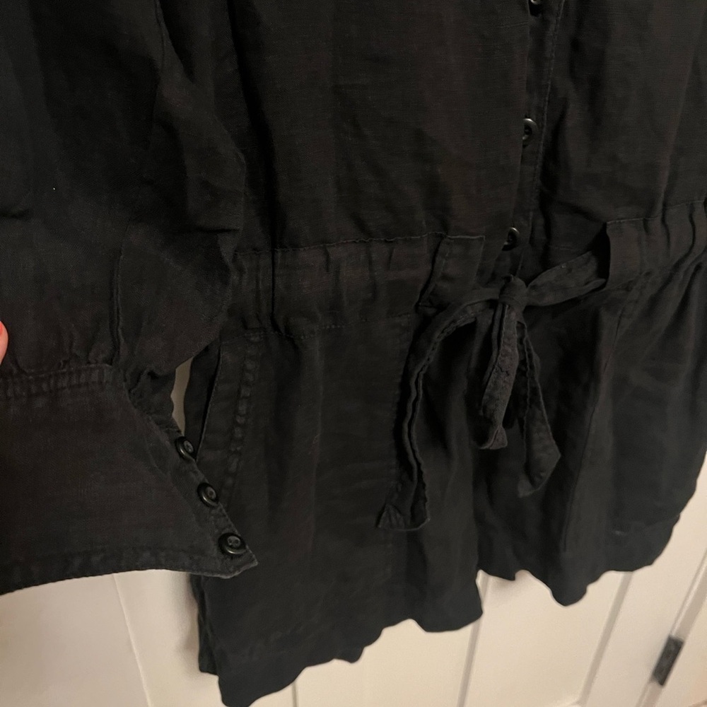 JOIE Bosworth Black 100% Linen Romper Long Sleeve Size Large L - Picture 6 of 7
